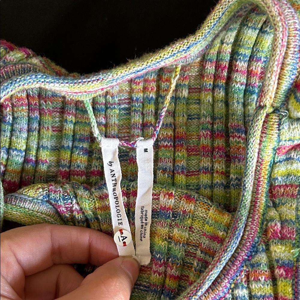 Anthropologie Ribbed Multicolor Tank Top - Green Mix - Picture 3 of 4